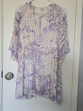 HEMANT & NANDITA Purple and White Mini Dress